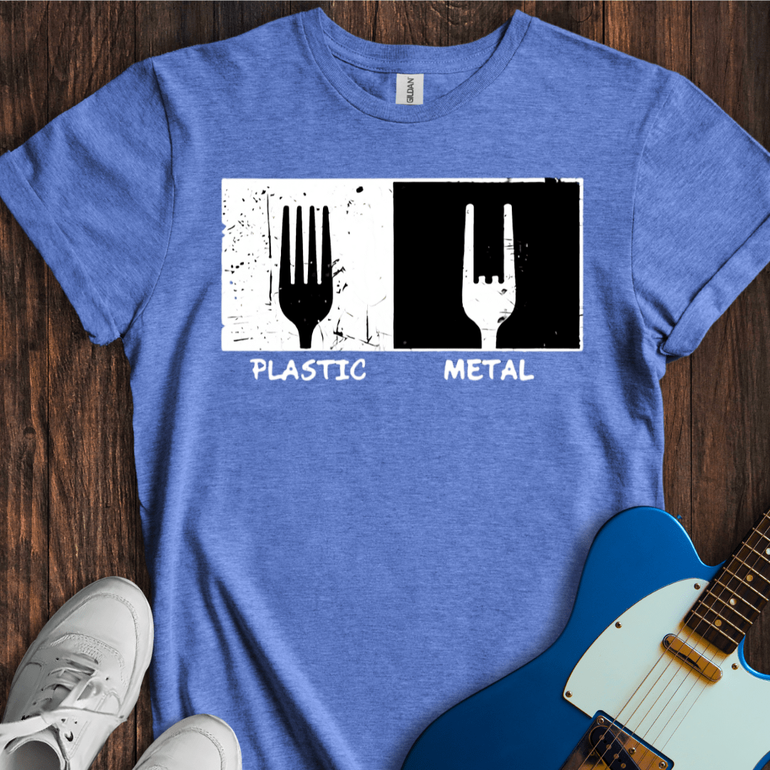 Plastic vs. Metal T-Shirt